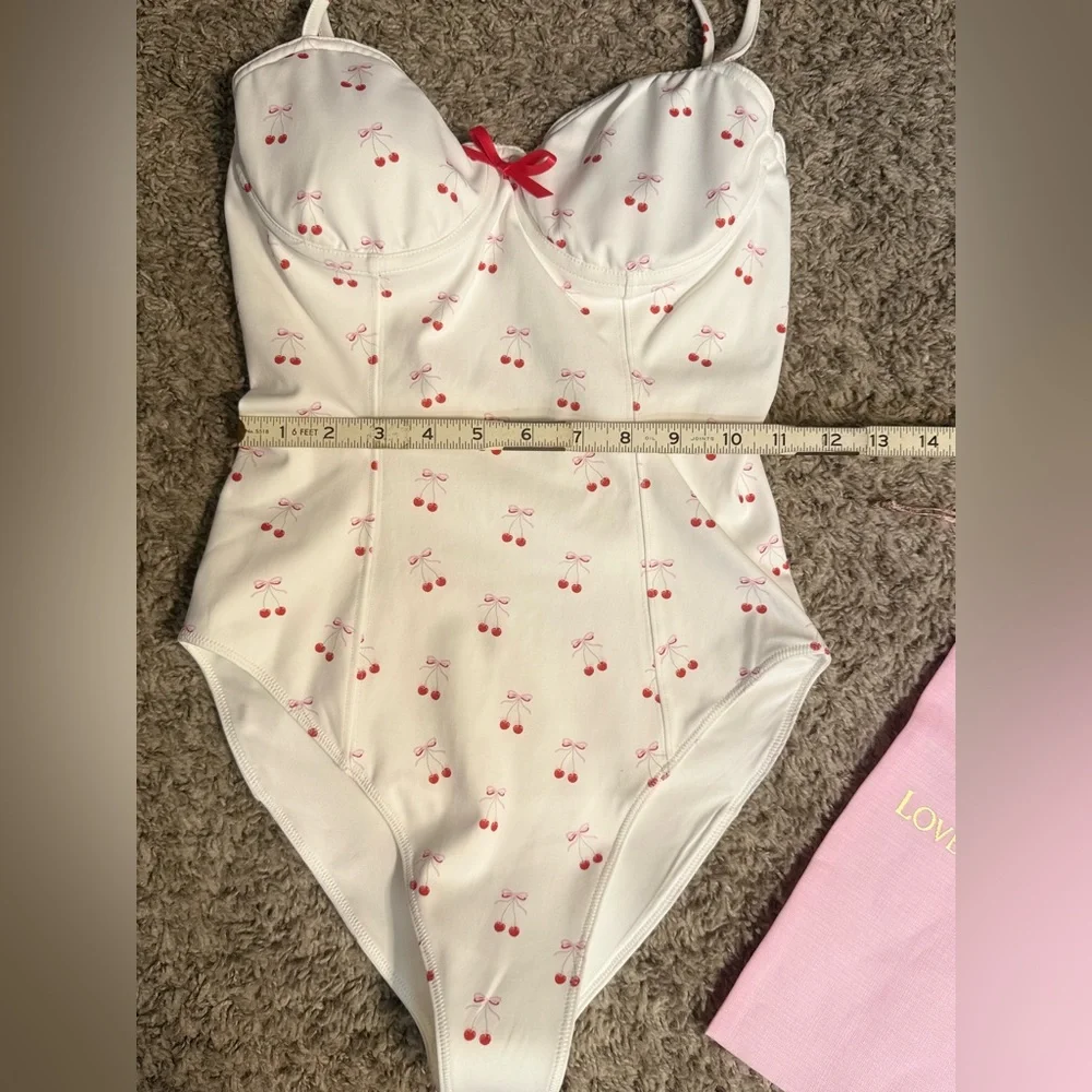 LoveShackFancy Veranda Mina One Piece | Cherry Bow Print | Dustbag | NWT | S - Picture 5 of 15
